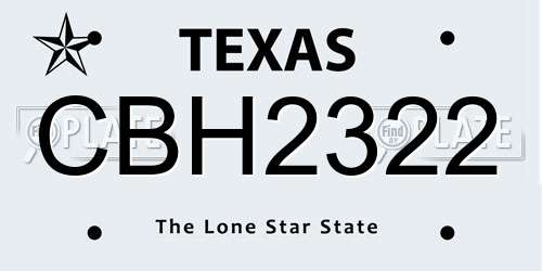 CBH2322 Texas License Plate