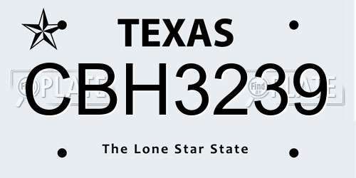 CBH3239 Texas License Plate