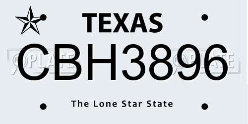 CBH3896 Texas License Plate