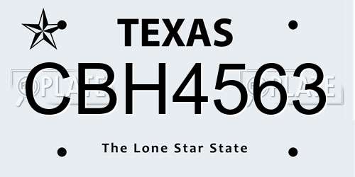 CBH4563 Texas License Plate
