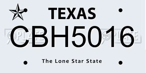 CBH5016 Texas License Plate