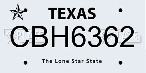 CBH6362 Texas License Plate