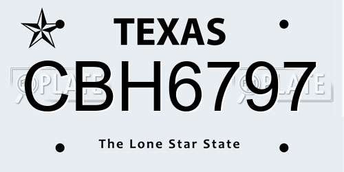 CBH6797 Texas License Plate