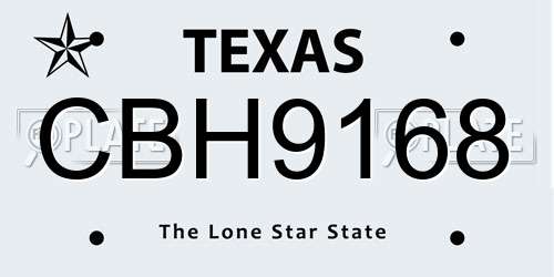 CBH9168 Texas License Plate