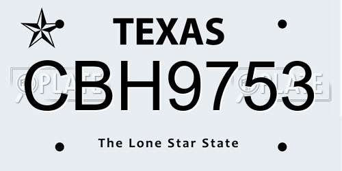 CBH9753 Texas License Plate