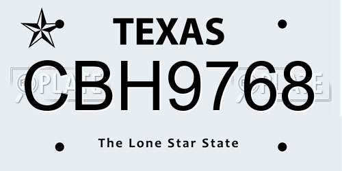 CBH9768 Texas License Plate