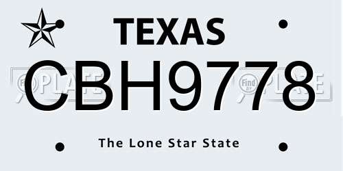 CBH9778 Texas License Plate