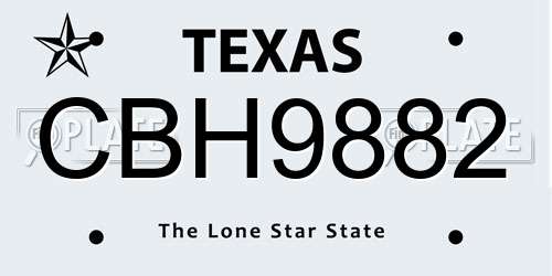 CBH9882 Texas License Plate