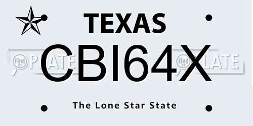 CBI64X Texas License Plate