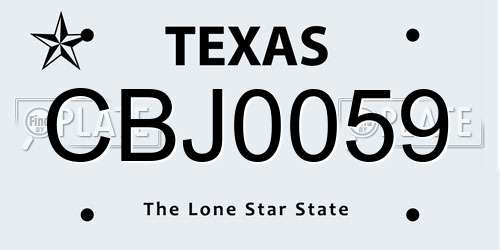 CBJ0059 Texas License Plate