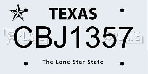 CBJ1357 Texas License Plate