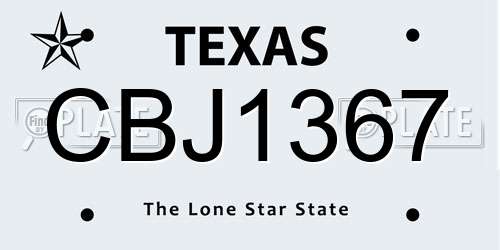 CBJ1367 Texas License Plate