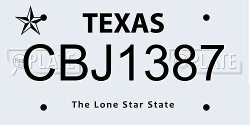 CBJ1387 Texas License Plate