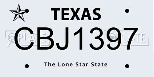 CBJ1397 Texas License Plate