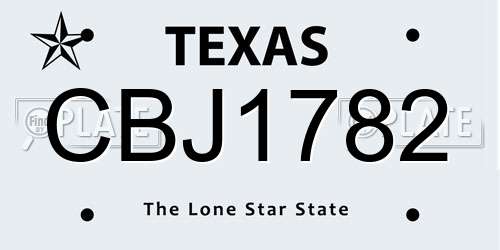 CBJ1782 Texas License Plate