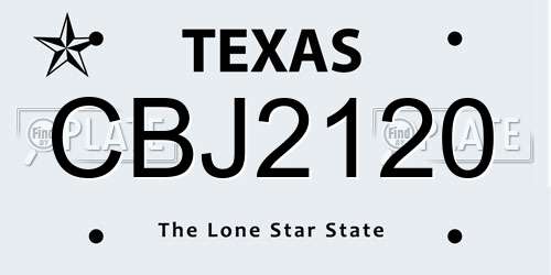 CBJ2120 Texas License Plate