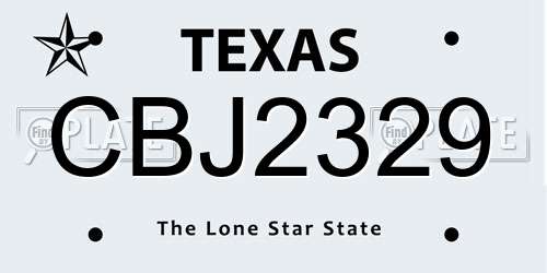 CBJ2329 Texas License Plate