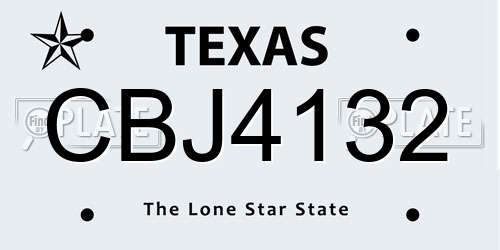 CBJ4132 Texas License Plate