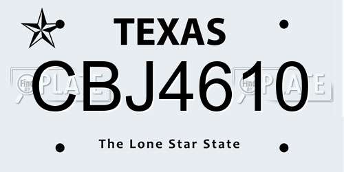 CBJ4610 Texas License Plate