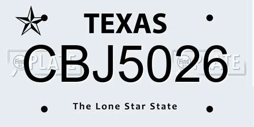 CBJ5026 Texas License Plate