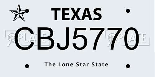 CBJ5770 Texas License Plate