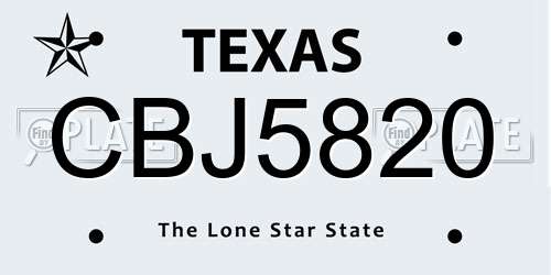 CBJ5820 Texas License Plate