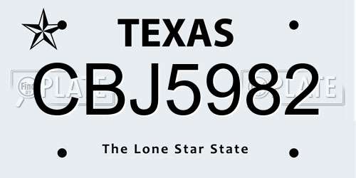 CBJ5982 Texas License Plate