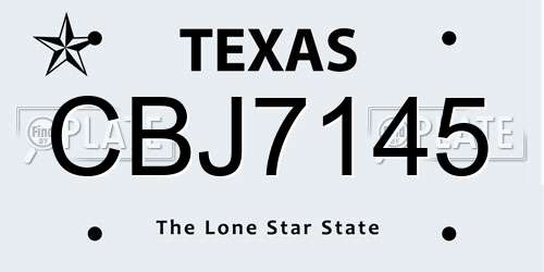 CBJ7145 Texas License Plate