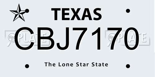 CBJ7170 Texas License Plate