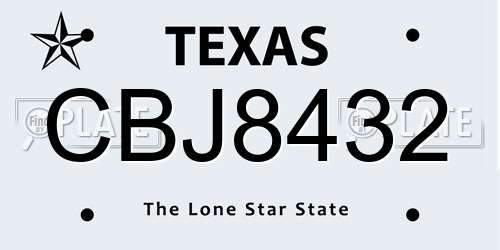 CBJ8432 Texas License Plate