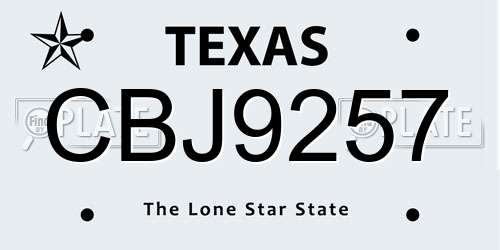 CBJ9257 Texas License Plate