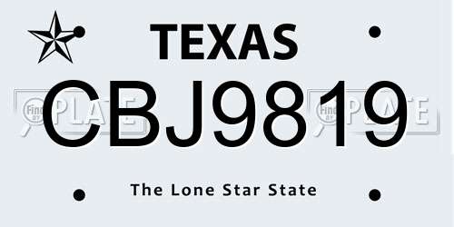 CBJ9819 Texas License Plate