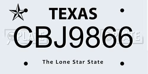 CBJ9866 Texas License Plate