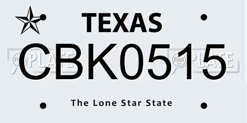 CBK0515 Texas License Plate