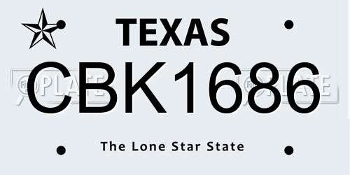 CBK1686 Texas License Plate