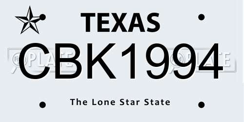 CBK1994 Texas License Plate