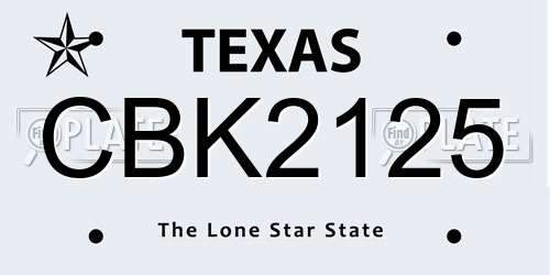CBK2125 Texas License Plate
