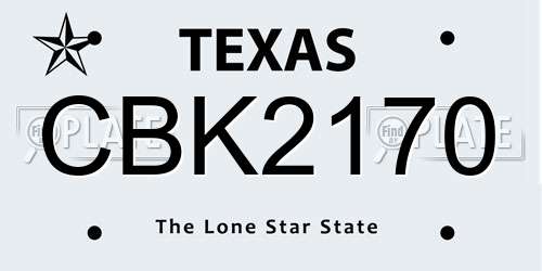 CBK2170 Texas License Plate