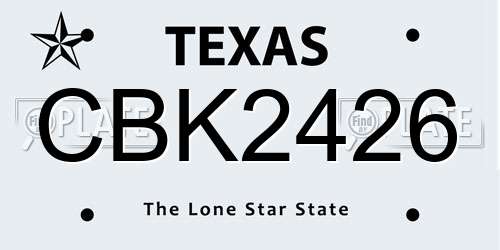 CBK2426 Texas License Plate