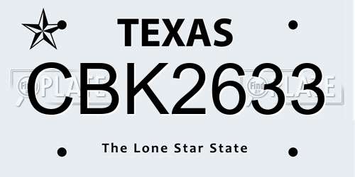 CBK2633 Texas License Plate