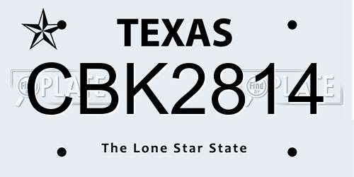 CBK2814 Texas License Plate