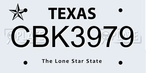 CBK3979 Texas License Plate