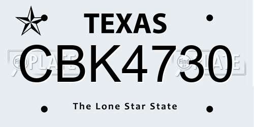 CBK4730 Texas License Plate