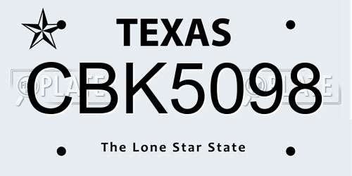 CBK5098 Texas License Plate