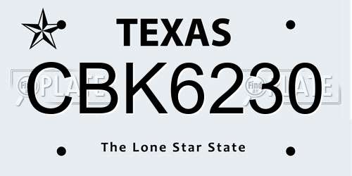 CBK6230 Texas License Plate