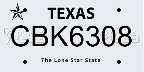 CBK6308 Texas License Plate