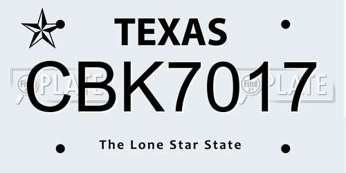 CBK7017 Texas License Plate