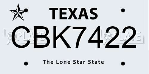 CBK7422 Texas License Plate