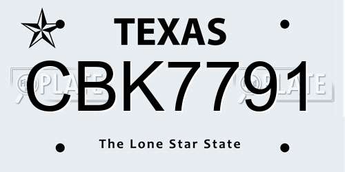 CBK7791 Texas License Plate