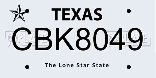 CBK8049 Texas License Plate